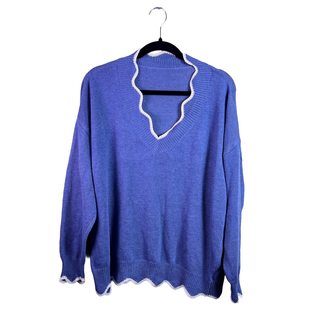 Unbranded Scalloped V-Neck Sweater 2020s Women's 3X Coquette